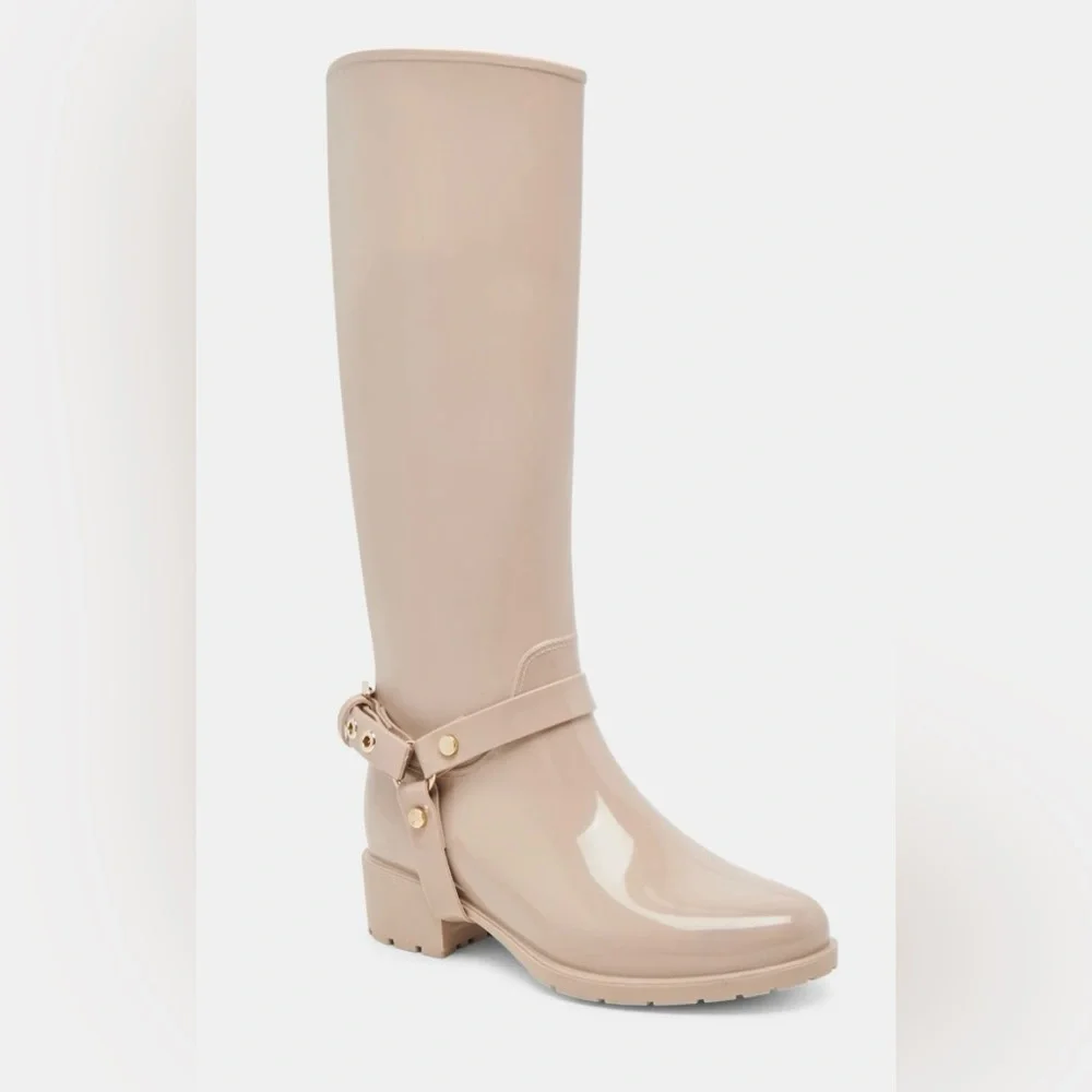Women's Beige Knee-High Waterproof Boots